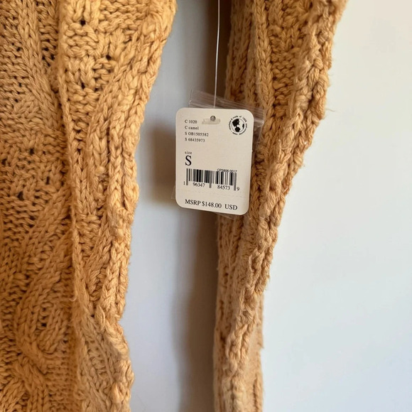 Free People Isla Cable knit Sweater in camel  Size: Small New With Tags - Picture 7 of 7